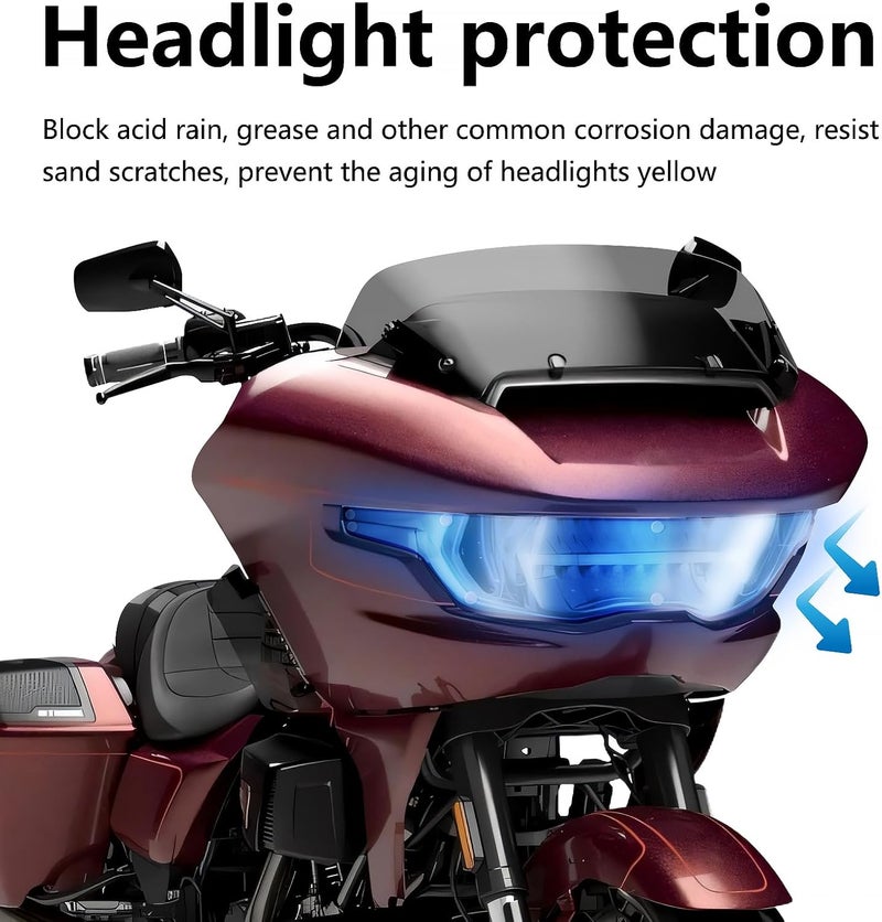 FWXEOZ CVO Road Glide FLTRXSE 2023-2024 Headlight Guard Motorcycle Front Headlamp Protect Cover Compatible with 2024 Road Glide/ST Motorbike Part (Blue) - Image 3